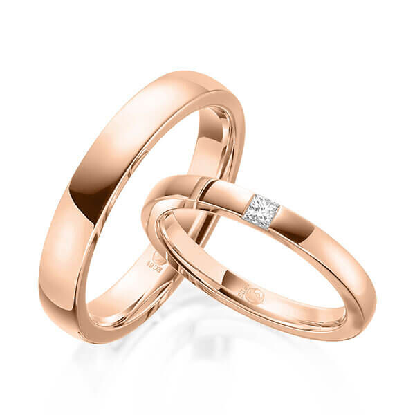 Trauringe Rotgold Princess-Diamant Rubin RU-1612
