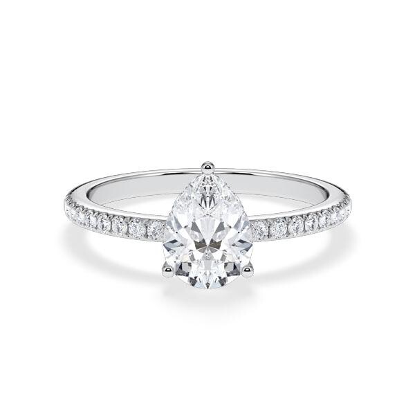 Verlobungsring Hidden Halo Lab-Grown Tropfen-Diamant Weißgold RU-1903