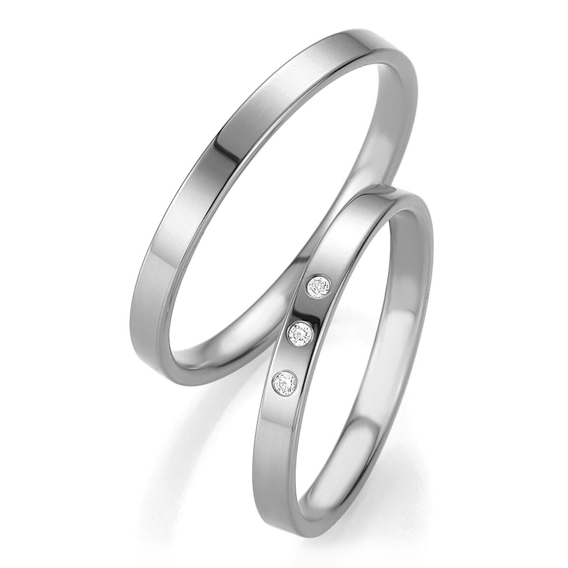 Trauringe Weißgold Basic Slim Breuning 48/04313 & 48/04314