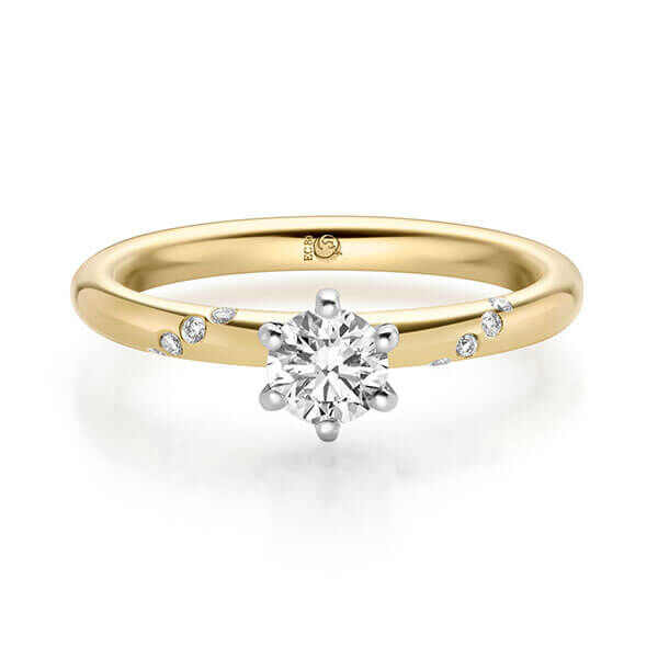 Diamantring Gelbgold Design 7 Brillant Rubin RU-1718
