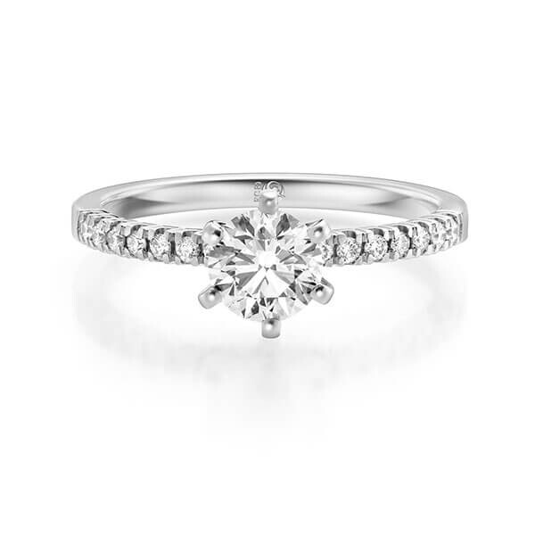 Diamantring Palladium 950 zus. 0,840 ct, Lab-Grown & tw,si Brillant Rubin RU-1725-7