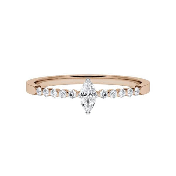 Diamantring Peach-Gold 585 & Platin 950 Marquise-Diamant zus. 0,300ct. Rubin RU-1792
