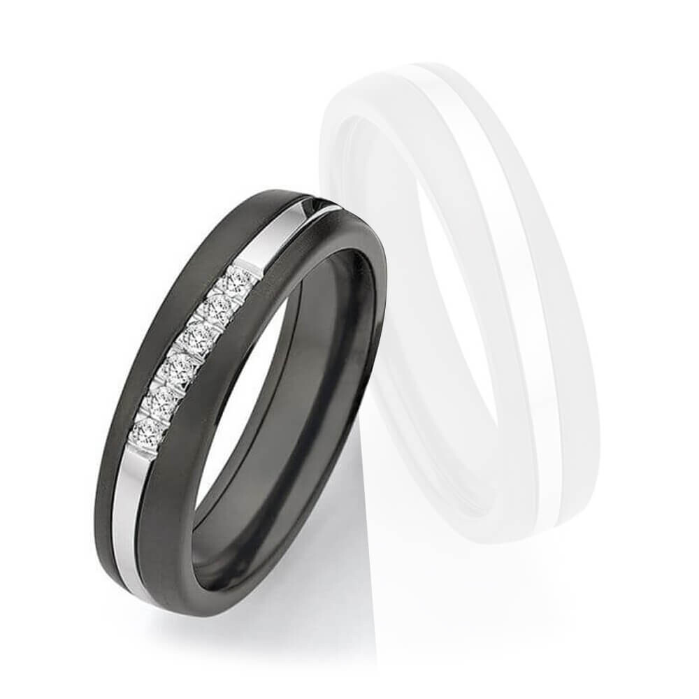 Damenring Surfing Colors Zirkonium & Weißgold Ruesch 14/20010