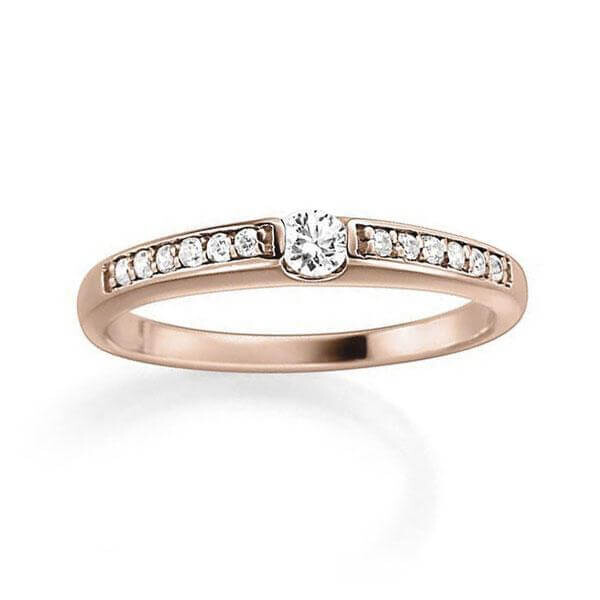 Diamantring mit seitlichem Steinbesatz Rotgold Rubin RU-1273