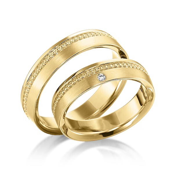 Sickinger Trauringe Gelbgold Perlfuge Brillant SC-1137-2