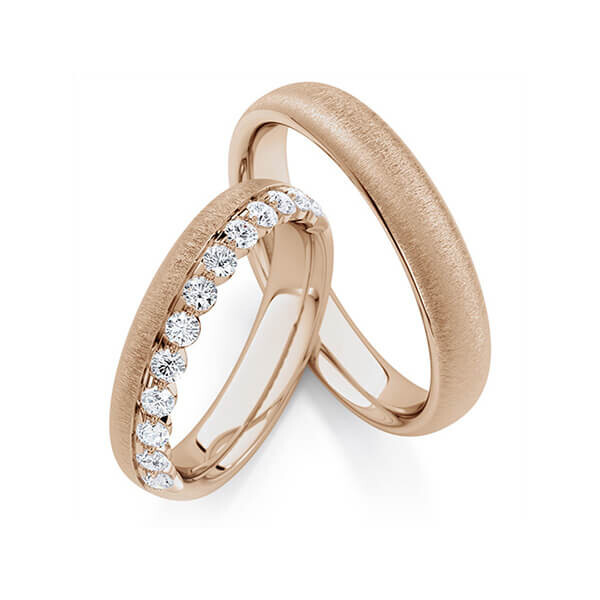 Trauringe Memoire Peach-Gold 585 Brillantd zus. 0,480 ct. tw, si Rubin RU-1762