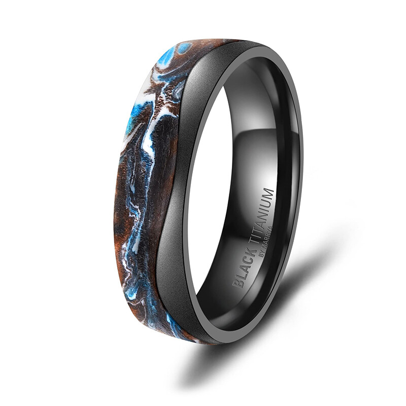 Trauringe Black Titanium Blue Ocean Zirkonia Marrya BT-15