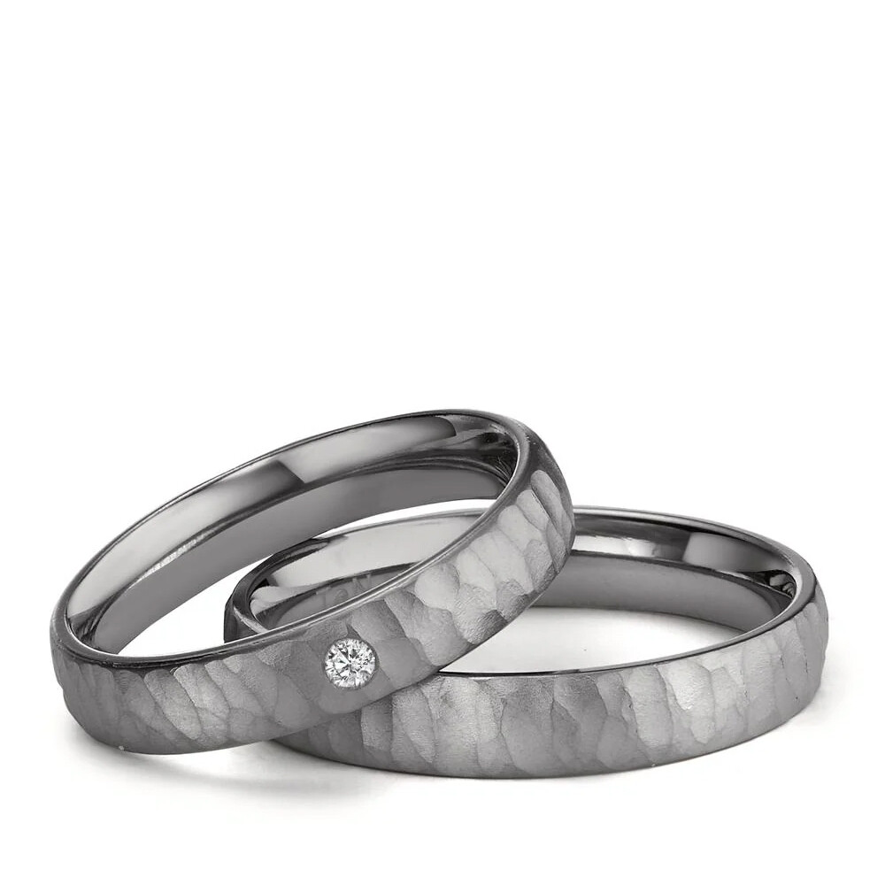 Trauringe aus Tantal mattiert Brillant TeNo 597533-4