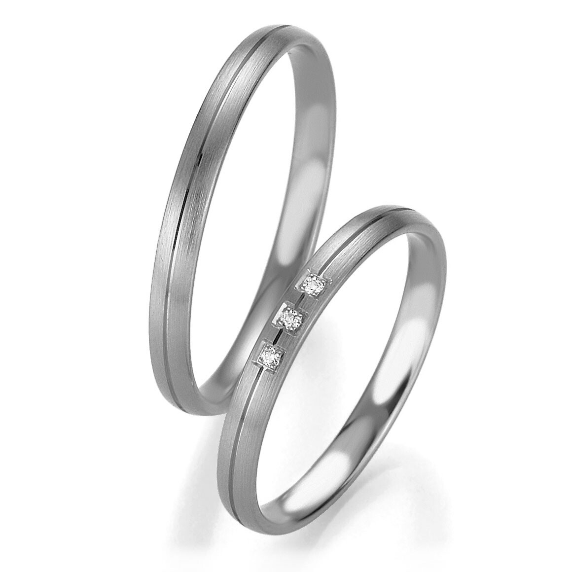 Trauringe Weißgold Basic Slim Breuning 48/04323 & 48/04324