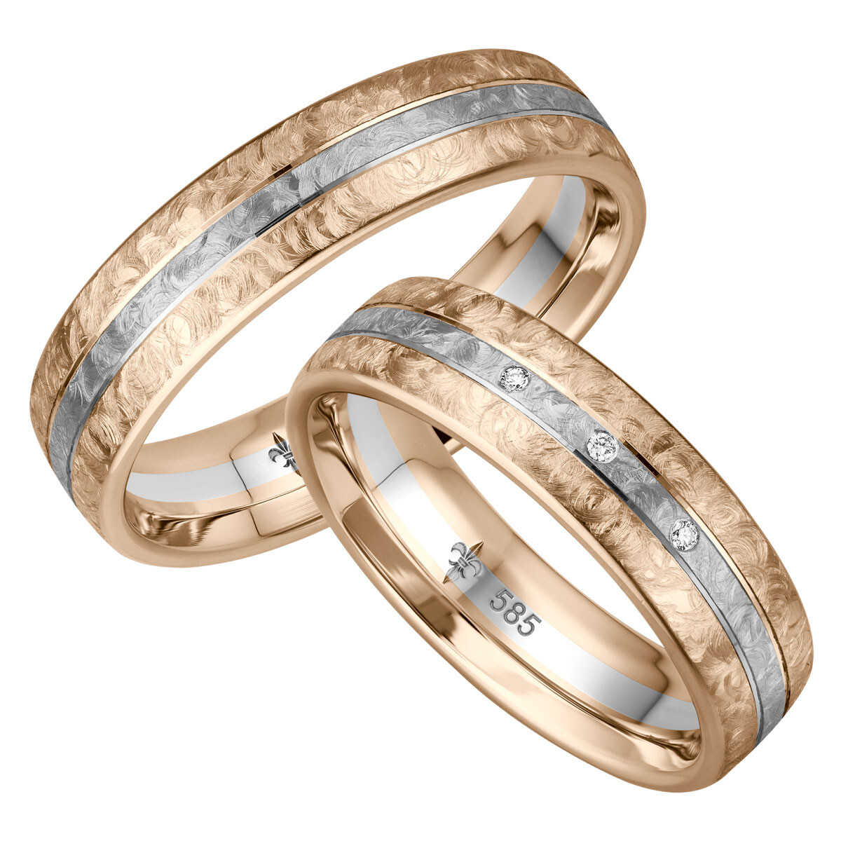 Giloy Trauringe TR-0-00020 & TR-1-00020 Étienne Roségold & Weißgold