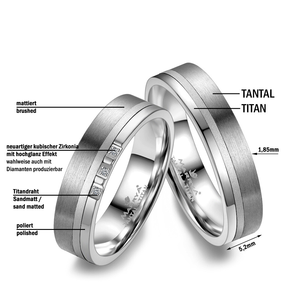 Trauringe Partnerringe Tantal Titan Marrya TA-02