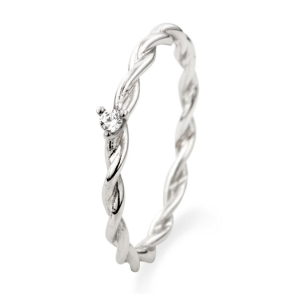 Solitärring gedreht Silber 925 Zirkonia 503728