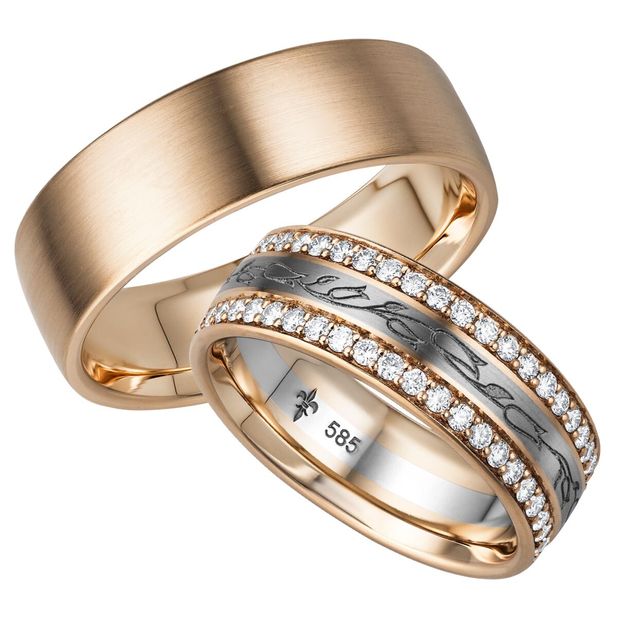 Giloy Trauringe Bicolor Rosé-/Weißgold Modell 47 Lisette