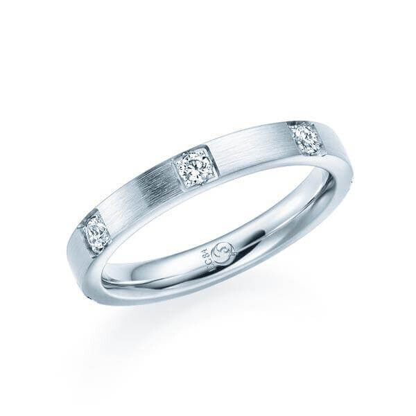 Memoire Diamantring Weißgold 333 zus. 0,350ct. Brillant Rubin RU-1556
