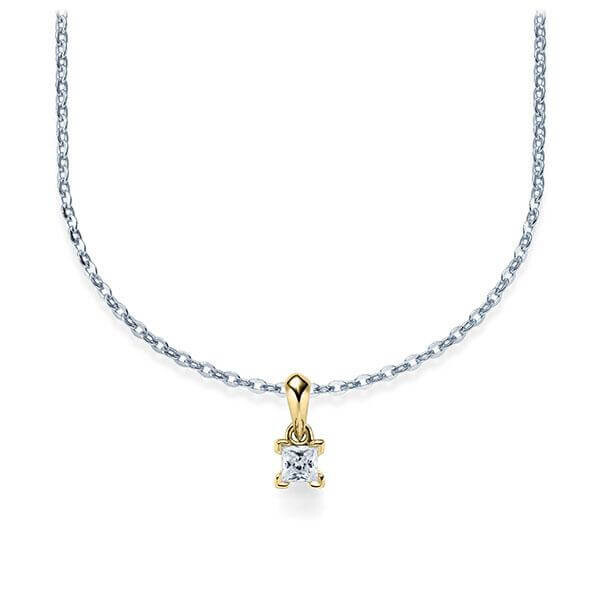 Collier Weißgold 585 Gelbgold 585 Prinzess-Diamant zus. 0,100 ct, tw, si Rubin RU-1577-4