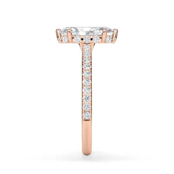 Ring Classic Hidden Halo Marquise Diamant Rotgold Rubin 1901