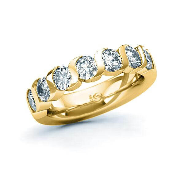 Memoire- Diamantring Gelbgold 916 zus. 2,100ct. Lab Grown Diamant Rubin RU-1566