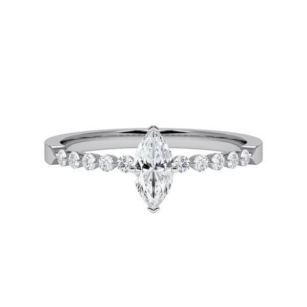 Diamantring Graugold 750 & Platin 950 Marquise Diamant zus. 0,550ct. Rubin RU-1788