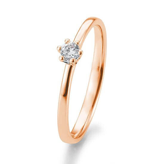 Verlobungsring Solitär 6er Krappen Rotgold BR107-4 Brillant