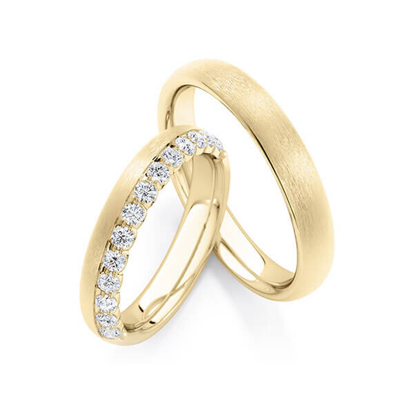 Trauringe Memoire Gelbgold 333 Diamant zus. 0,390 ct. tw, si Rubin RU-1759