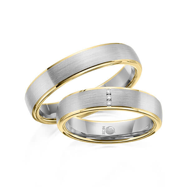 Trauringe Mehrfarbig Gelbgold Graugold Rubin RU-1602