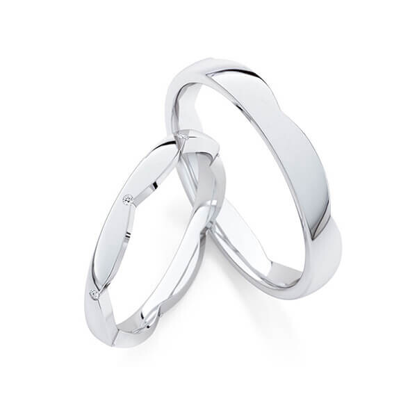 Paar Trauringe / Eheringe Palladium 950/- zus. 0,035 ct, tw, si - RU-1773-2