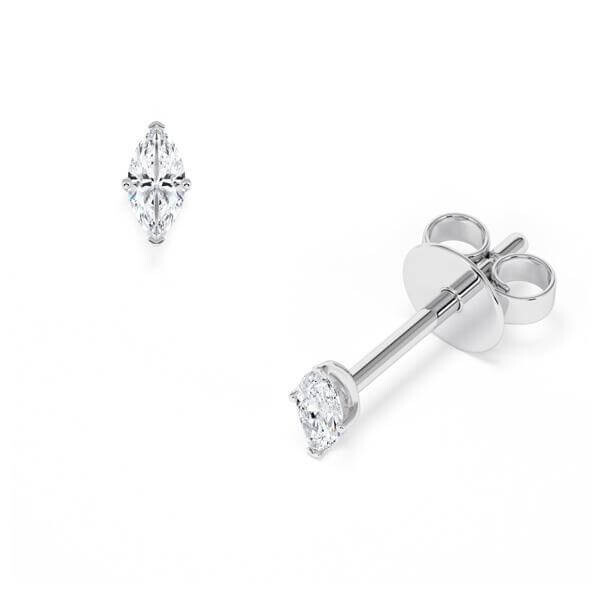 Ohrstecker Weißgold Marquise Diamant Rubin RU-1777