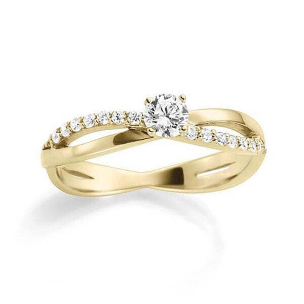 Verlobungsring Gelbgold 585 zus. 0,290ct. Diamant tw/si & tw/vs Rubin RU-1278