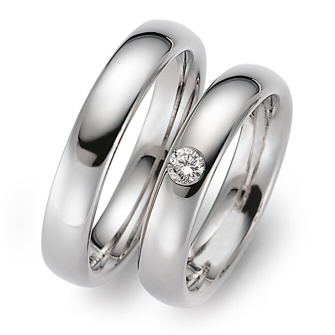 Trauringe Weißgold Brillant August Gerstner 4/26199/4.5 & 26199/4.5