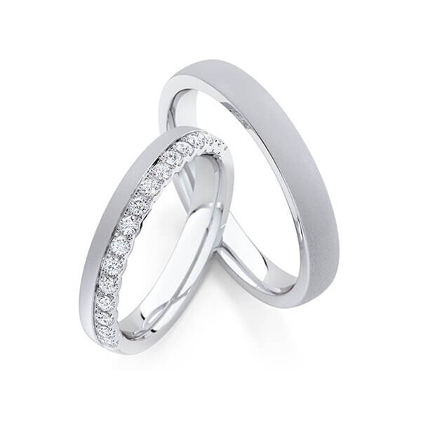 Paar Trauringe / Eheringe Palladium 950/- zus. 0,320 ct, tw, si - RU-1765-2