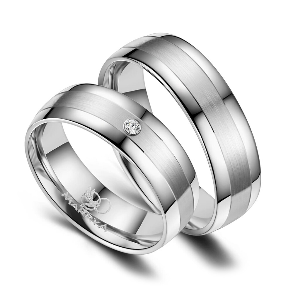 Trauringe / Partnerringe Edelstahl Zirkonia Marrya ES-02