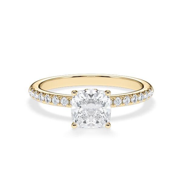 Verlobungsring Veiled Halo Cushion Gelbgold Rubin RU-1889