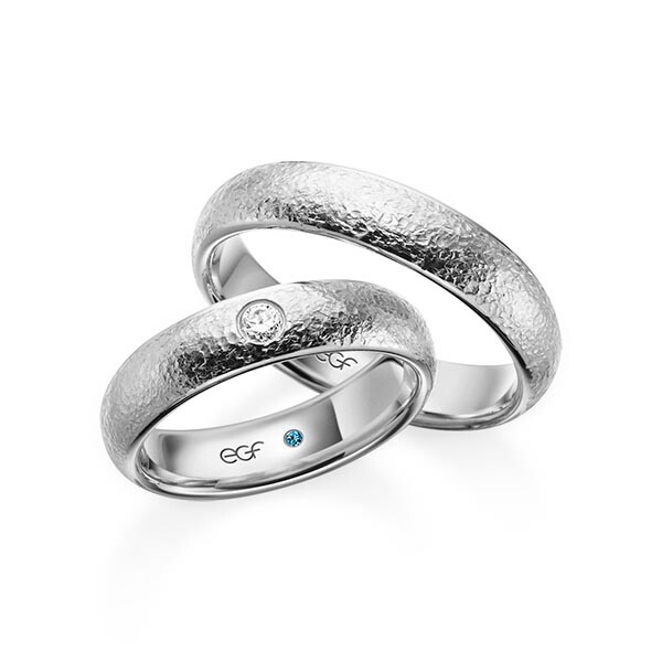 egf Trauringe Palladium-Silber Crushed Brillant F-1348-5