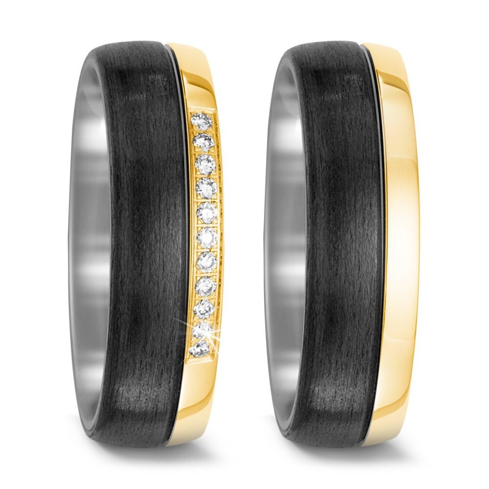 Trauringe Titan Carbon Gelbgold 750 Brillant TitanFactory 52473