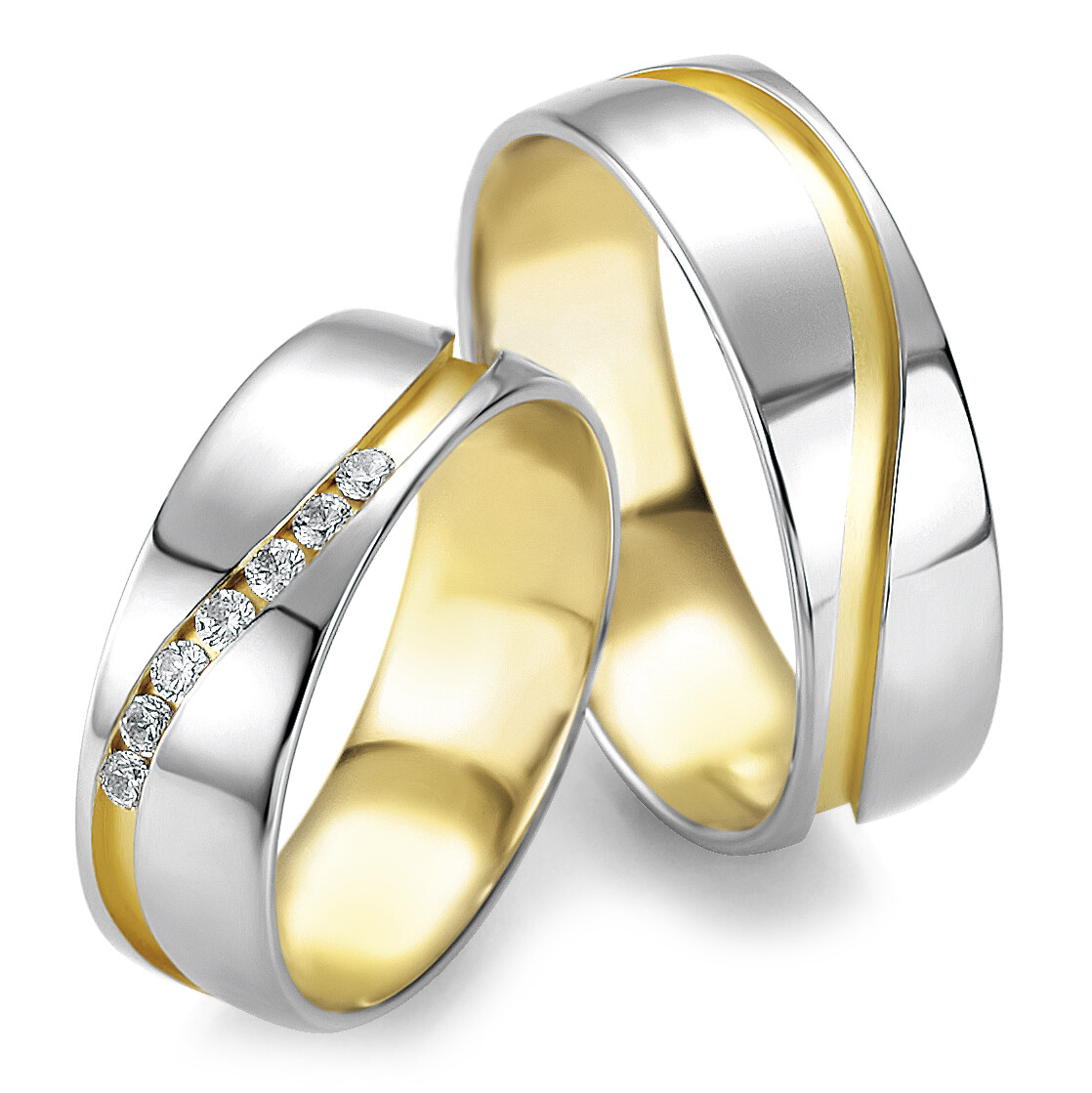 Breuning Trauringe 48/05209 & 48/05210 Weißgold & Gelbgold