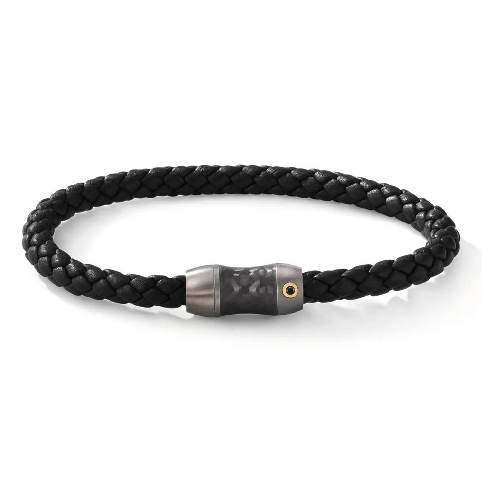 Armband Titan Carbon & 18k Gold mit Diamant schwarz, Leder TeNo 60298