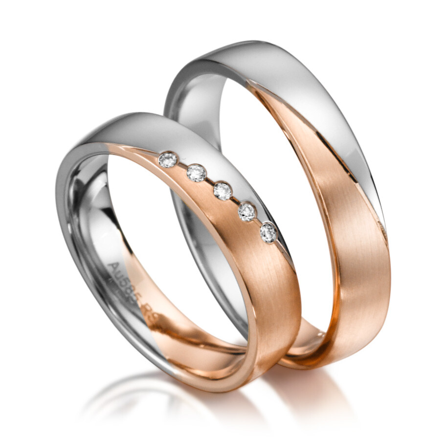 Sickinger Trauringe halb-halb Weißgold & Roségold SC-1146-1