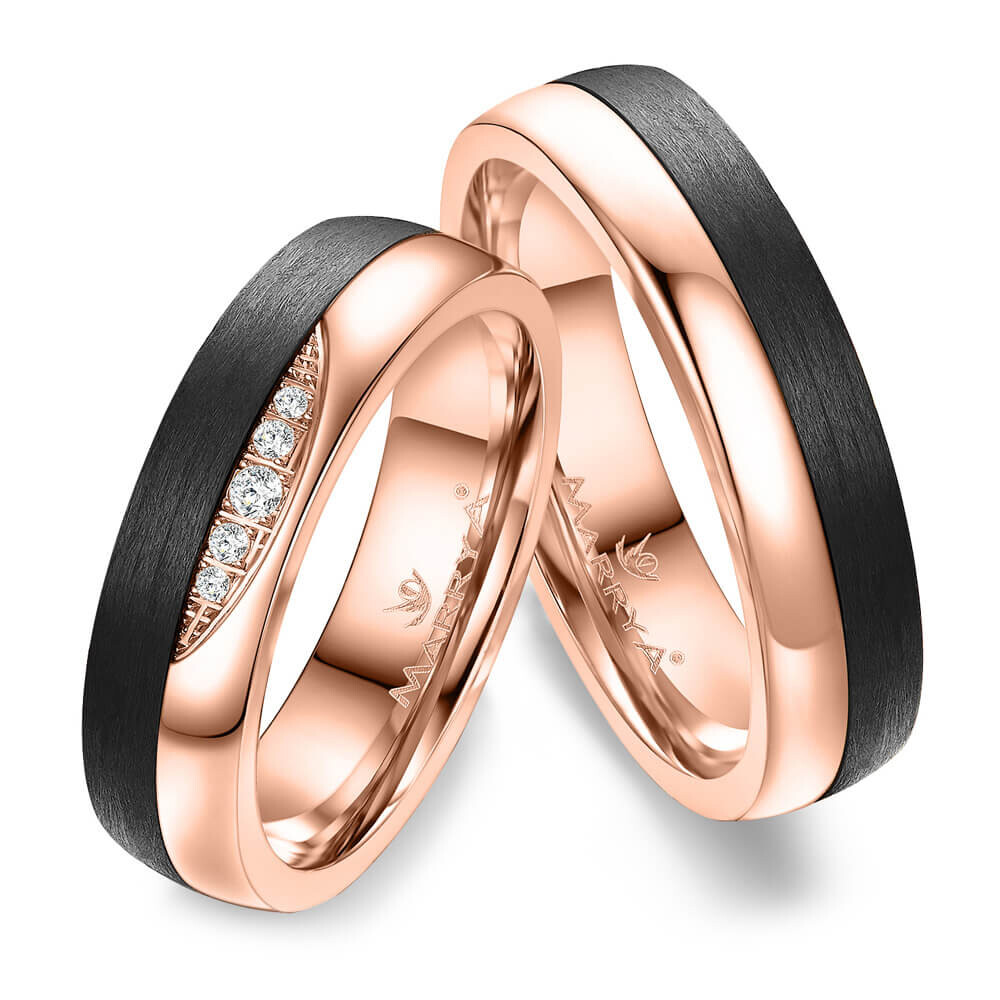 Trauringe Partnerringe Roségold Carbon Marrya CA-12
