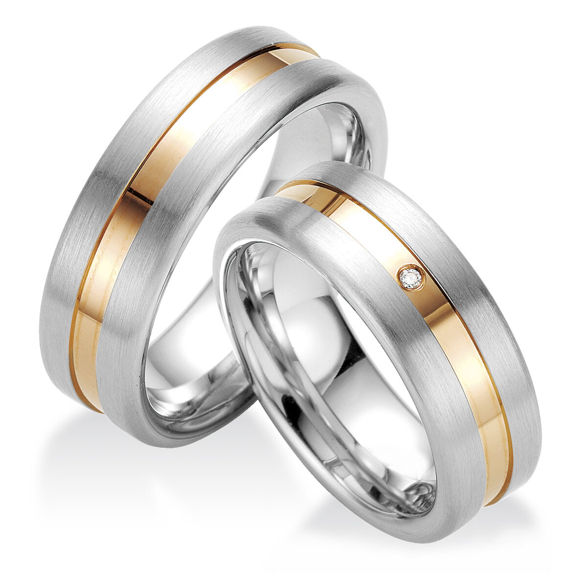 Breuning Trauringe Partnerringe Silber Rotgoldplattierung 48/08027 & 48/08028