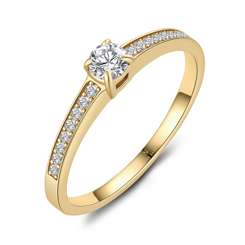 Verlobungsring Pavé Edelstahl Gold Zirkonia Nina Sara NS-08