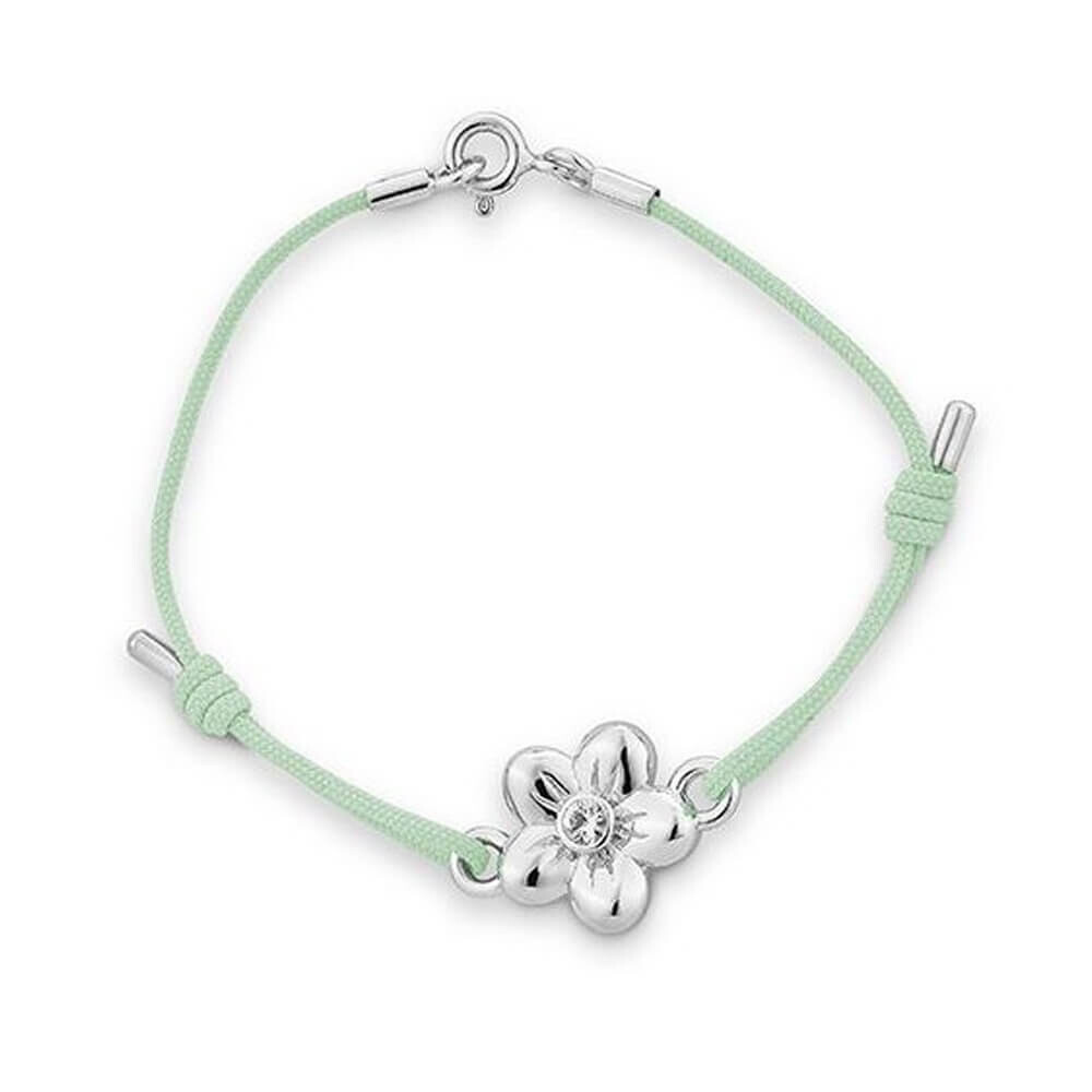 Armreif Kids Blume Silber Safir weiß Breuning 52-00379 - Band grün