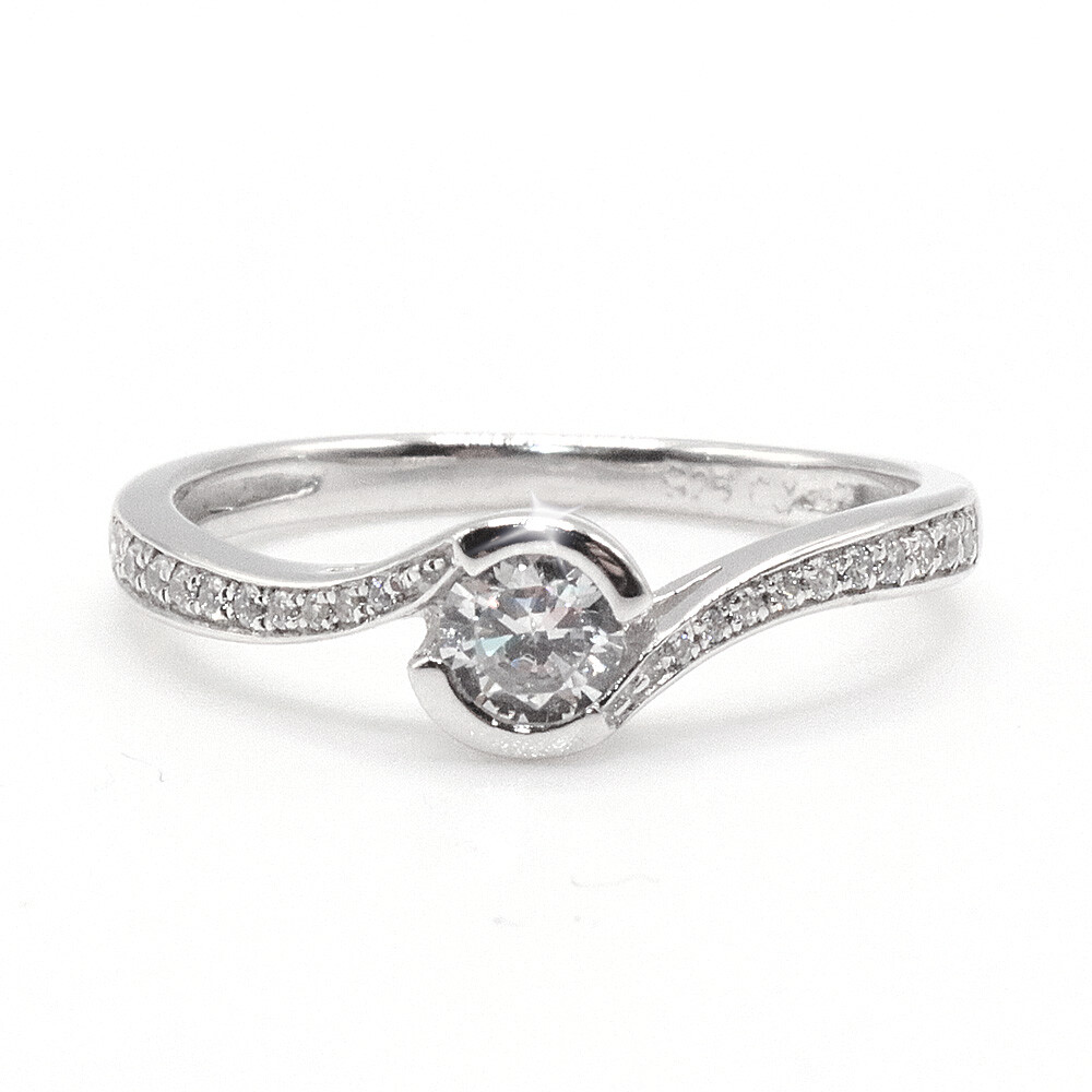 Antragsring Solitär Silber 925 rhodiniert Zirkonia RZ00015