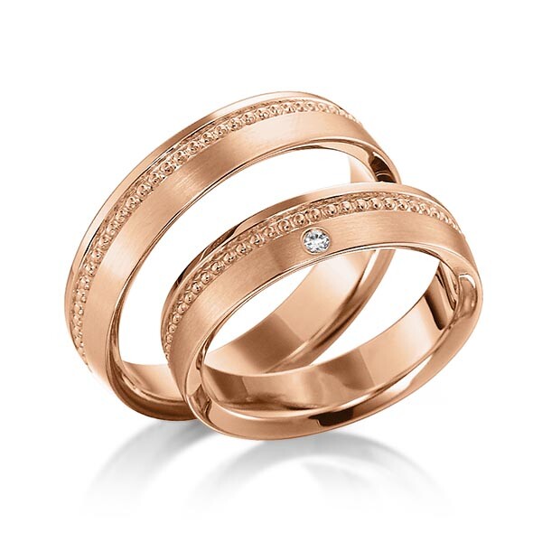 Sickinger Trauringe Rotgold Perlfuge Brillant SC-1137-4