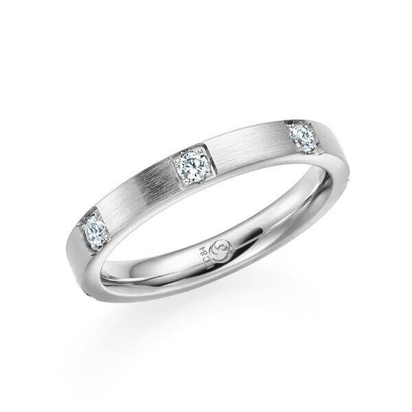 Memoire Diamantring Graugold 585 zus. 0,350ct. Brillant Rubin RU-1556