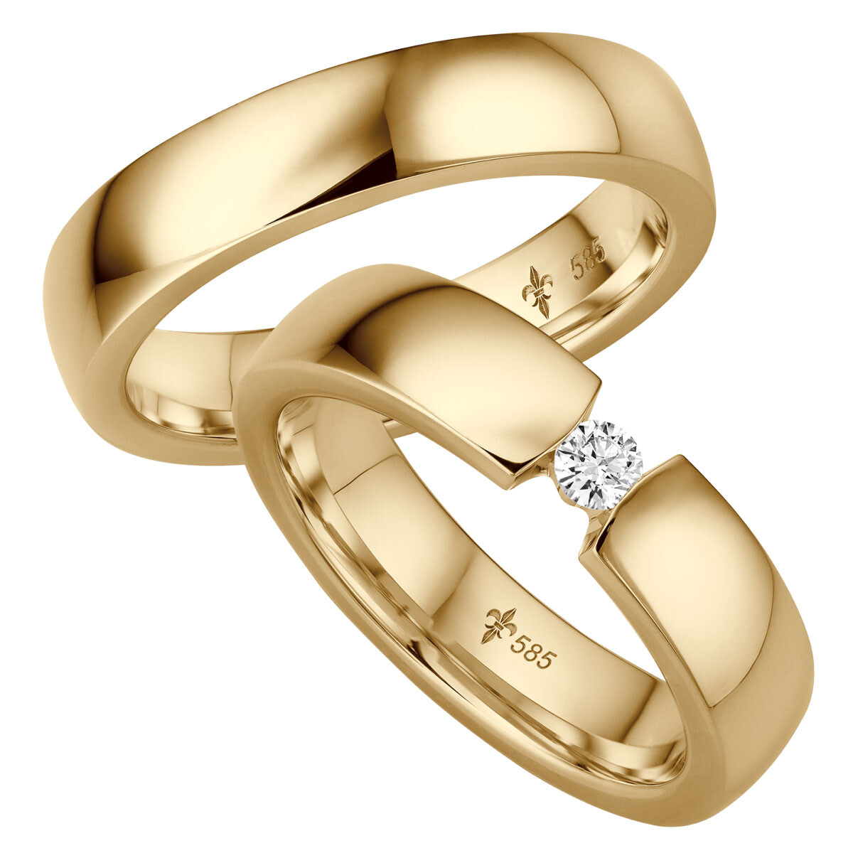 Giloy Trauringe TR-0-00029 & TR-1-00029 Fleur Gelbgold