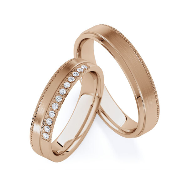 Trauringe Peach-Gold Perlfuge Rubin RU-1833
