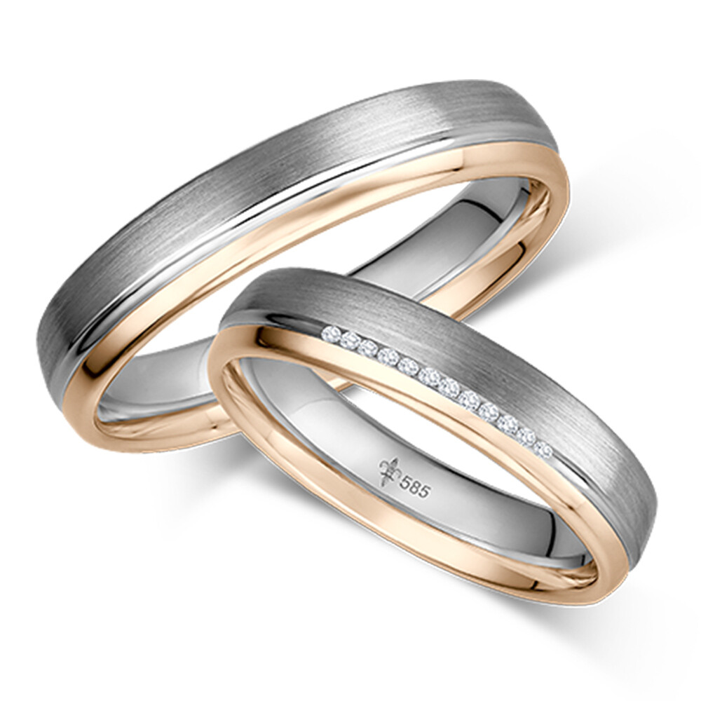 Trauringe Florence Weißgold & Roségold Brillant Giloy TR-0/TR-1-00080