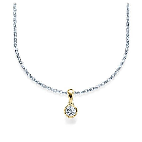 Collier Weißgold 585 Gelbgold 585 Brillant zus. 0,100 ct, tw, si Rubin RU-1579-4