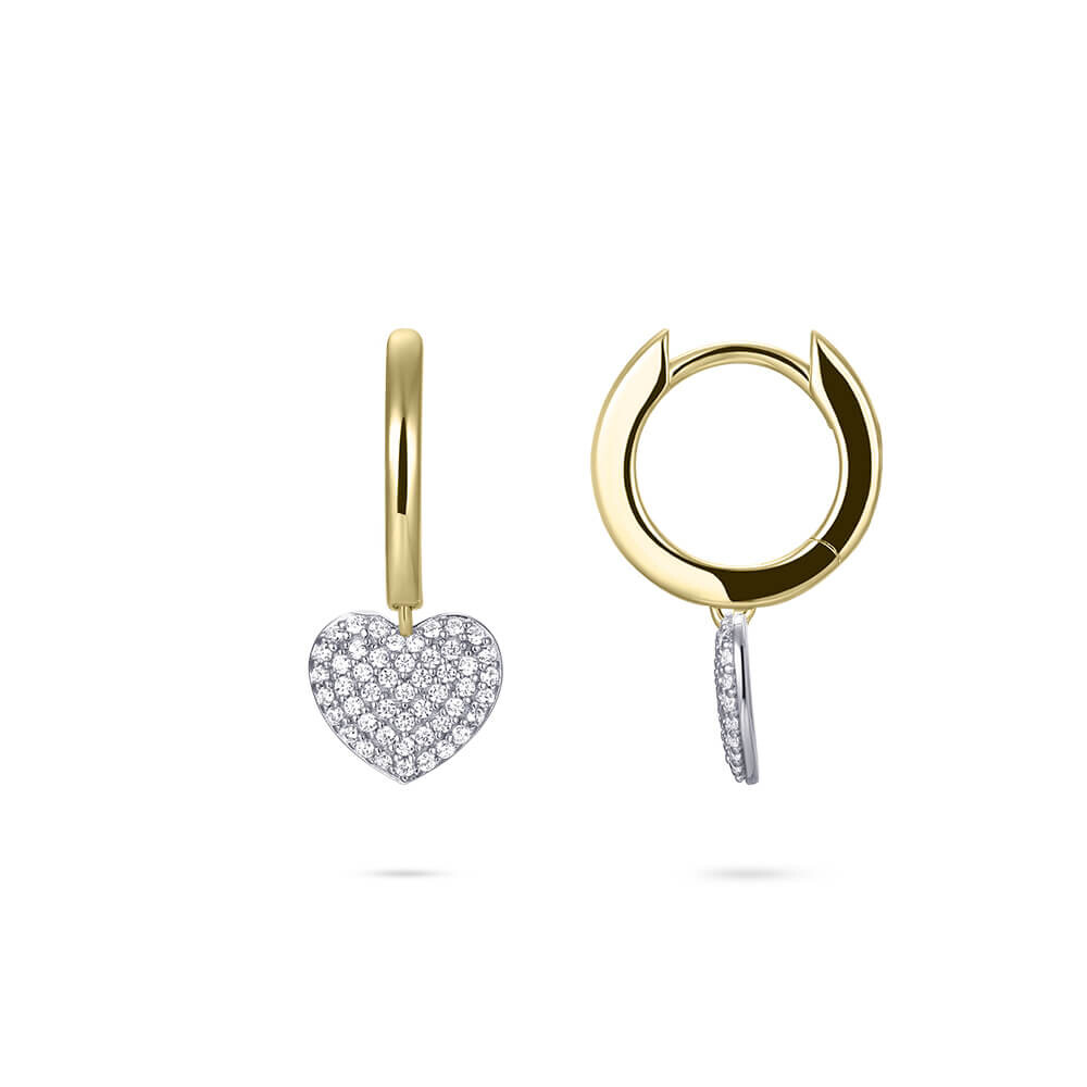Creolen baumelndes Herz Silber 925 vergoldet Zirkonia Gisser KC1025Y