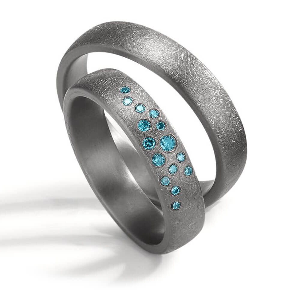 Eheringe aus Tantal Diamant Blau TeNo 59183